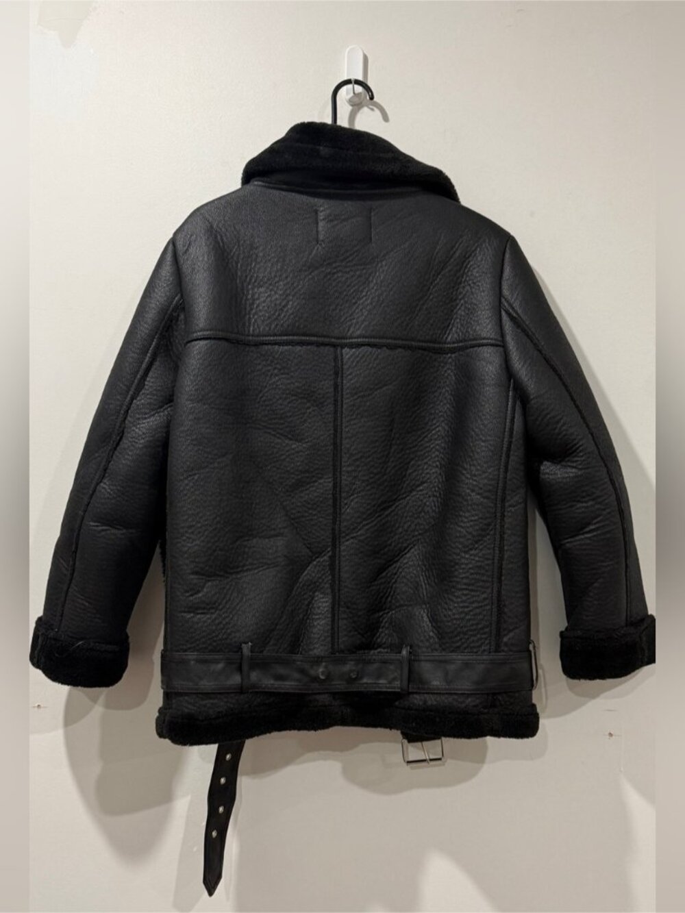Zara Woman Size L Black Faux Shearling Aviator Jacket - Picture 11 of 11